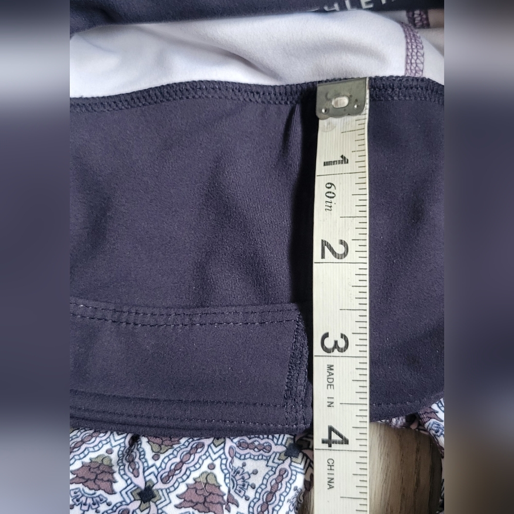 Athleta Mantra Mosaic Capri, Navy Blue, Mauve, White, Green, Size Petite Small - Picture 9 of 14